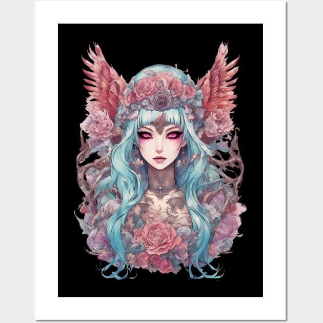 Sad Anime Fallen Angel Wall Art by animegirlnft